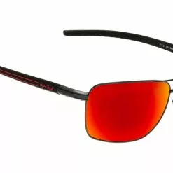 Ugly Fish Triacetate(TAC) Polarised Sunglasses PT24166 Matt Black Aluminium Frame Red Revo Lens