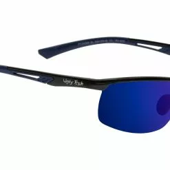Ugly Fish Triacetate(TAC) Polarised Sunglasses PT24388 Shiny Black Aluminium Frame Blue Revo Lens